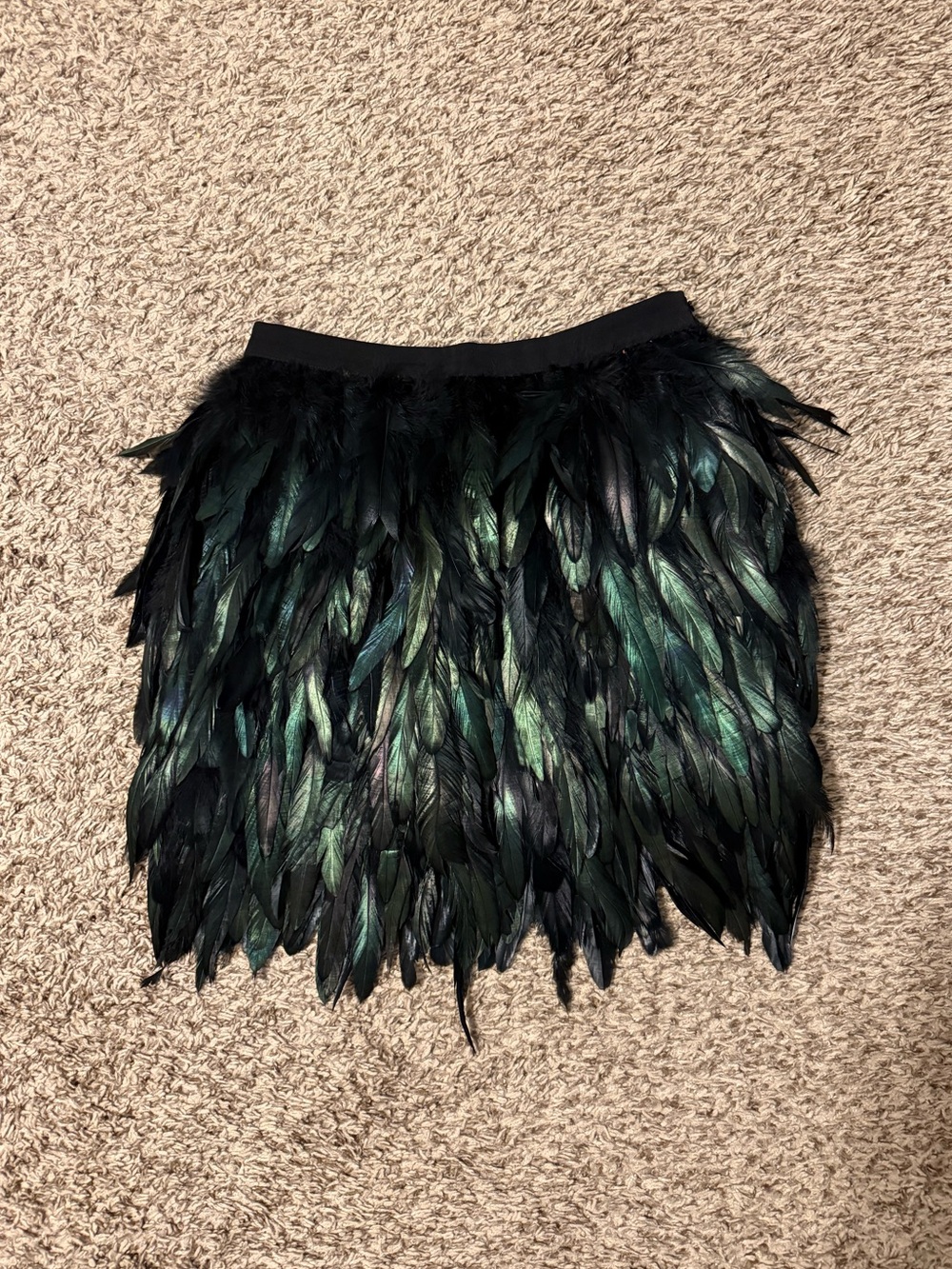 Sugar Lips Iridescent Black-Green Feather Skirt